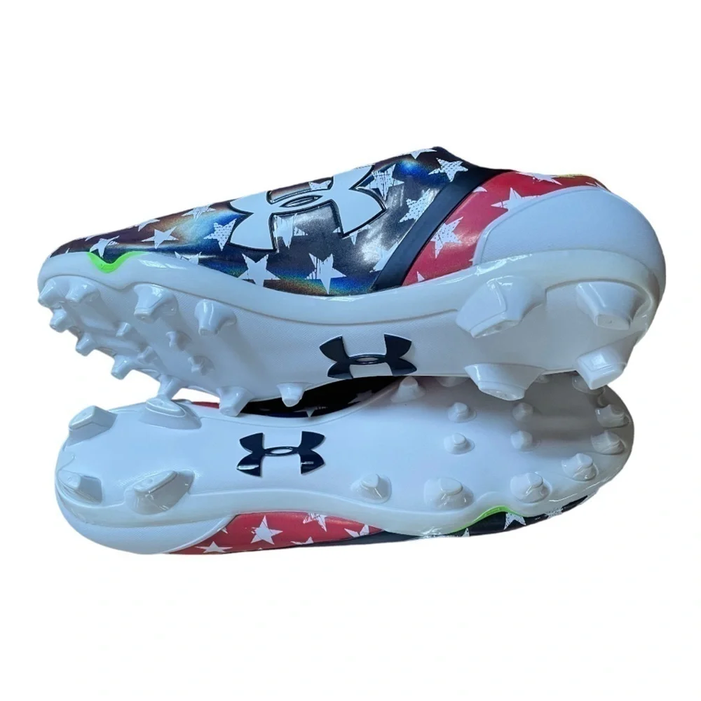 New Under Armour UA Spotlight LE USA Stars Football Cleat 1275481-412 Men Sz 16